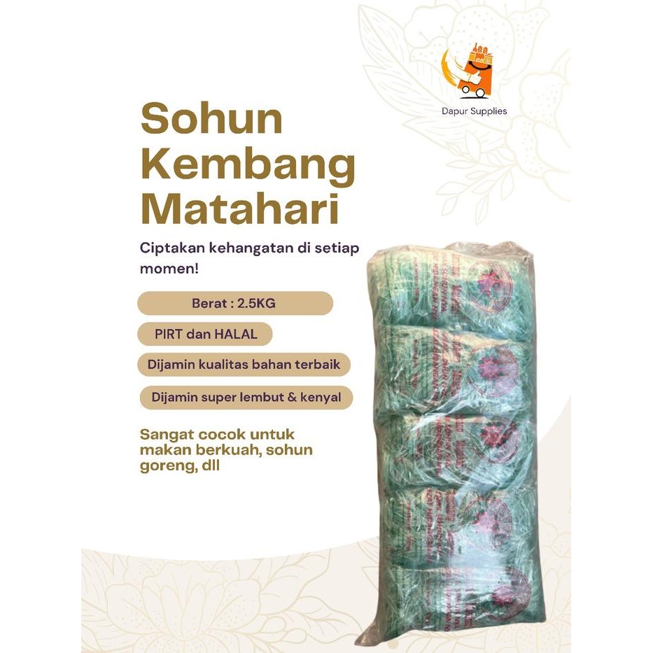 

Sale Terbatas Sohun Kembang Matahari 2,5 Kg Putih / Sohun Premium Lembut