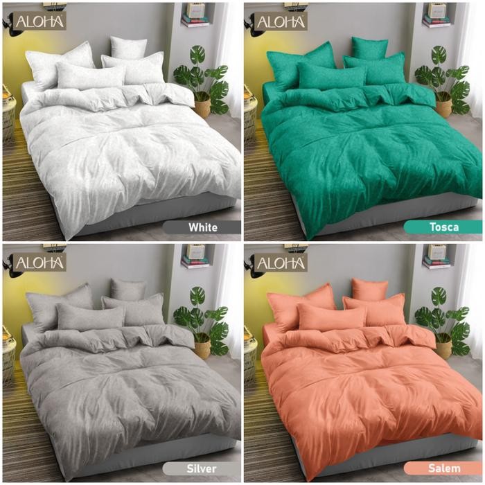 BEDCOVER ALOHA 180 x 200 King size 6 kaki POLOS EMBOSS