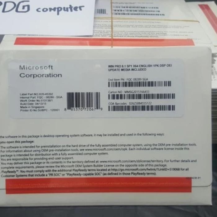 Gass. Windows 8.1 Proffesional 64 Bit Original