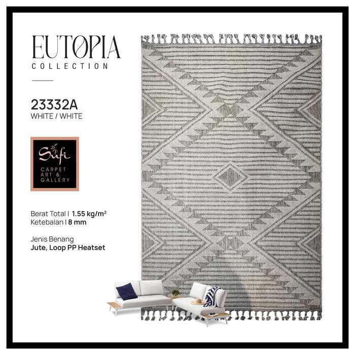Karpet Lantai Anyaman Minimalis Bermotif Design Turki Eutopia 160x230