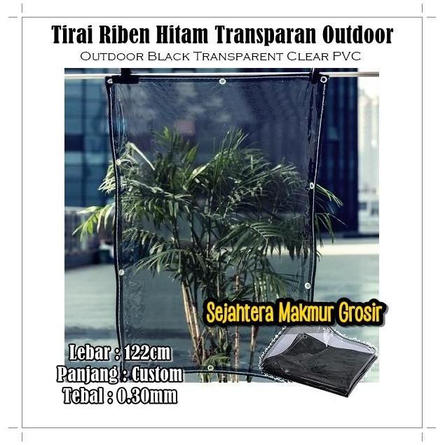 Tirai Plastik Riben Hitam Transparan Penahan Panas Silau Outdoor