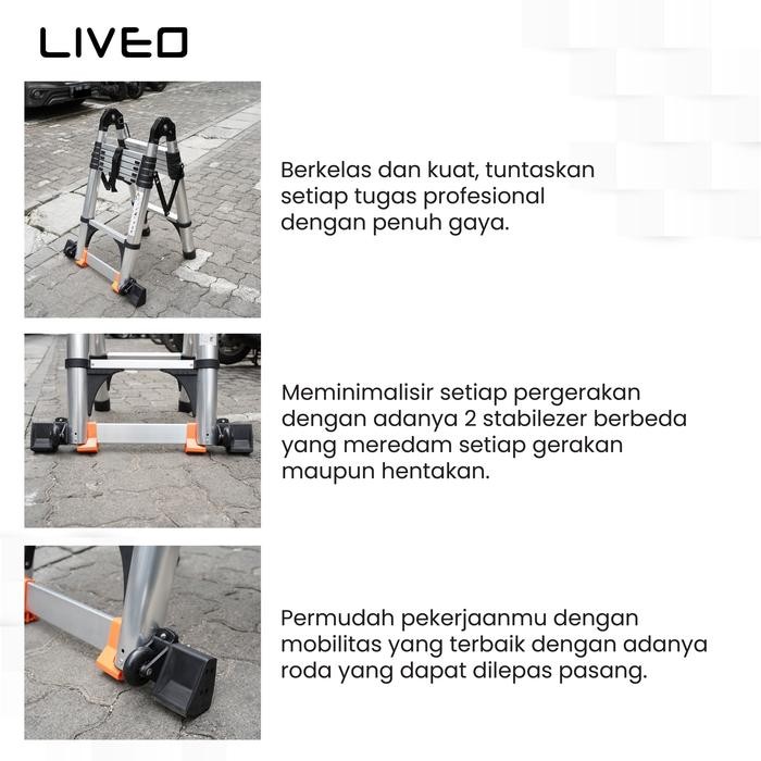 Ready.. Distributor Tangga 5,6 Meter Teleskopik Multi, Tangga Lipat, Double
