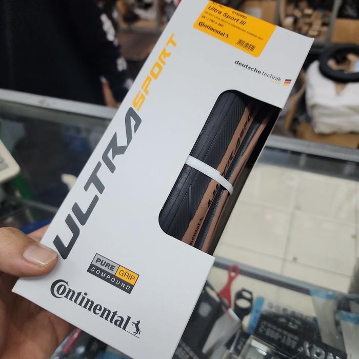 CONTINENTAL 700 X 28C Ultra Sport III Black/Brown Kevlar - BAN LUAR SEPEDA ROADBIKE CONTINENTAL