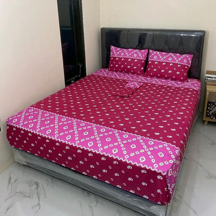 Sprei motif jumputan terlaris ukuran komplit Sprei jumputan solo Sprei jadul
