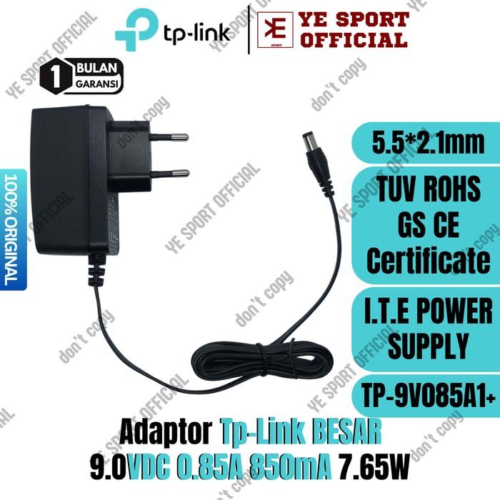 Adaptor TPLINK Power Supply 9V 0.85A Kepala Besar Original