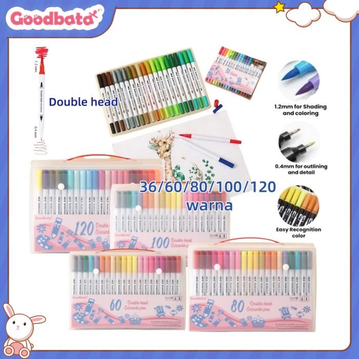 

Gilang_Store Goodbata 36/60/80/100/120 Spidol Warna Set Spidol Brush Pen 2 Tips Spidol Set Marker