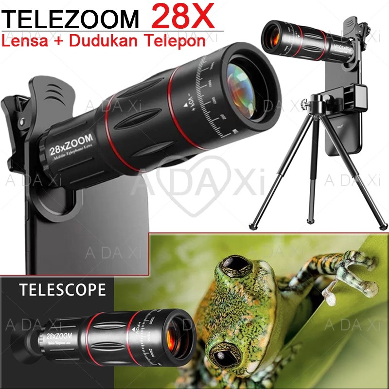 Apexel 28X Lensa Tele Lens Teleskop Konser/Pemancingan Dengan Lensa Telefoto Kamera Tele Handphone