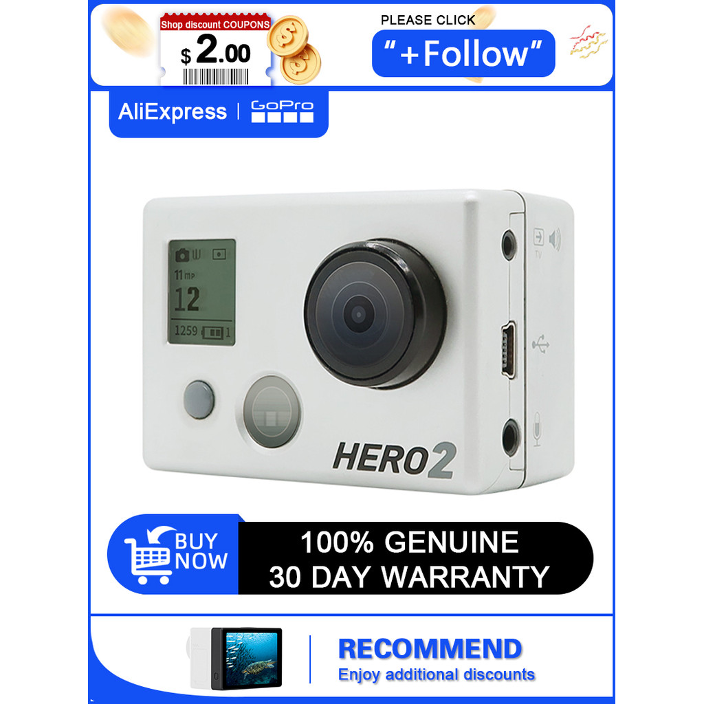 (Used) GoPro HD hero 2 Second generation entry level ultra wide angle Sports Camera Go Pro HD vlog s