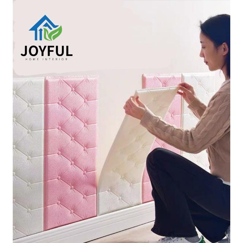 (Allthebest) Wallpaper Dinding 3D Foam Headboard Bed Busa