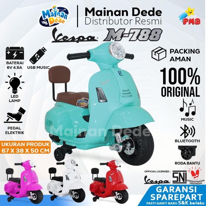 Mainan Motor Aki Anak Pmb 788 M788 M-788 / Pmb 399 Box Vespa Lisensi Terbatas