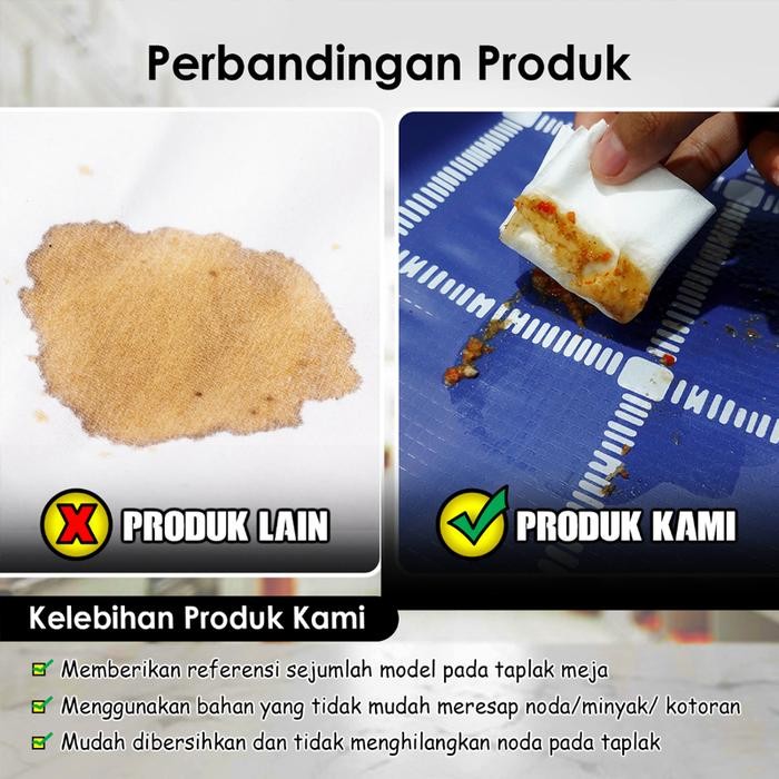 (Allthebest) taplak Meja Makan PVC Pelapis Meja Lapisan, Ringan Mewah Ubah Meja Kopi Kain Plastik