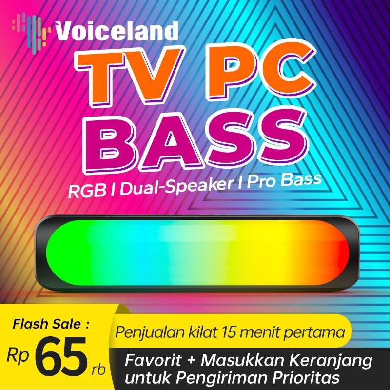 Mex - TV/PC BASSSpeaker Bluetooth Soundbar Super Bass Murah Ro 2 Speaker Wireless RGB Jovitech TV PC