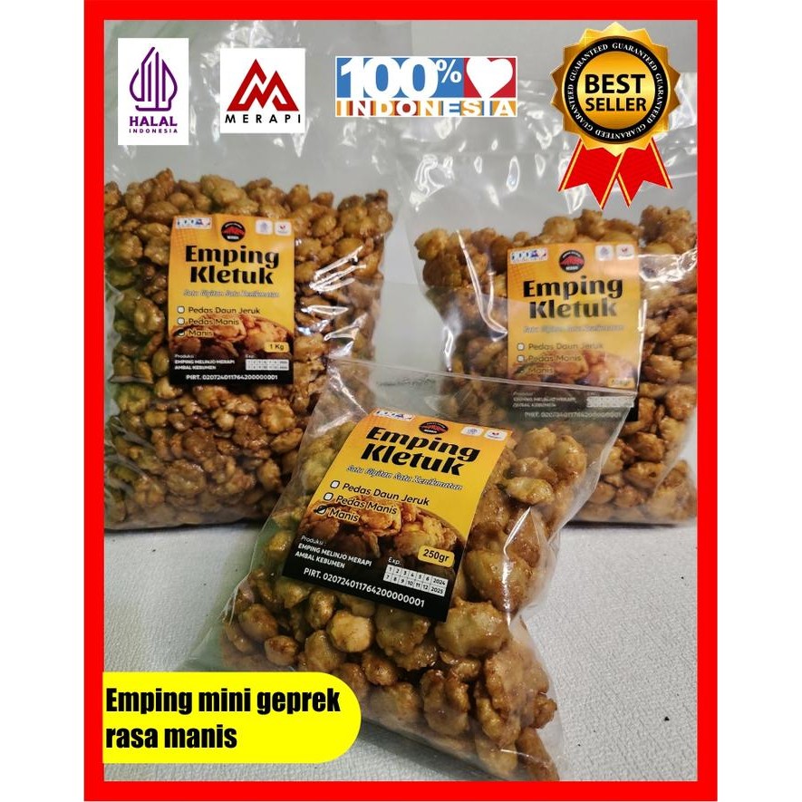 

EMPING KLETUK/MEDEM KHAS KEBUMEN RASA MANIS BERAT 250gr.500gr.1Kg Pedas Snack Cemilan Food Keripik