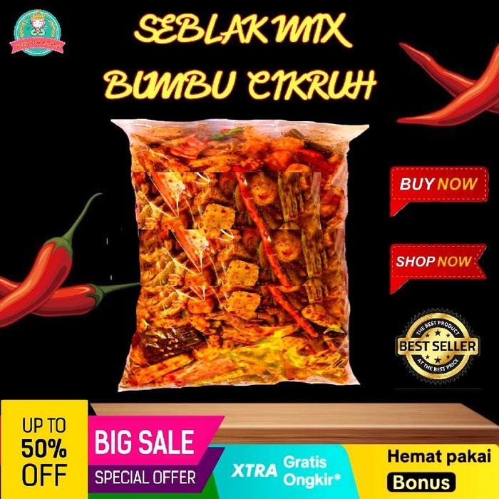 

1kg SEBLAK KERING MIX VIRAL - SEBLAK CAMPUR PEDAS DAUN JERUK - BUMBU CIKRUH REMPAH MELIMPAH Food