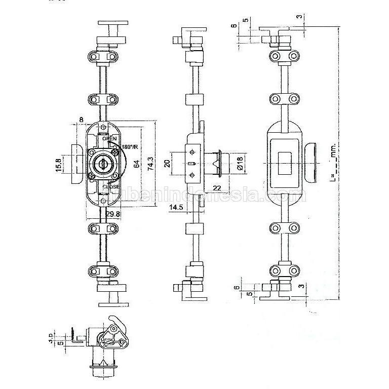 Top Kunci Lemari Espagnolete Espanyolet Espagnolette Huben HL 690