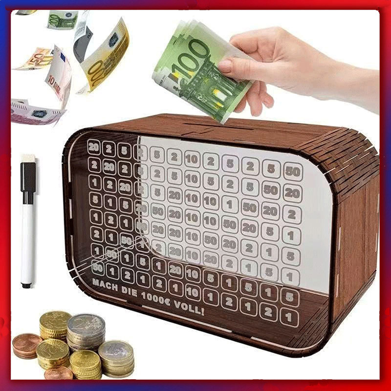 Money Box Money Saving Challenge Box Transparent Acrylic Cash Saving Box Piggy Bank Cash Saving