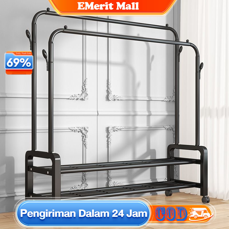 Dekdek store - Rak Gantungan Baju Besi Gantungan Baju Berdiri Gantungan Baju Estetik Rak Baju