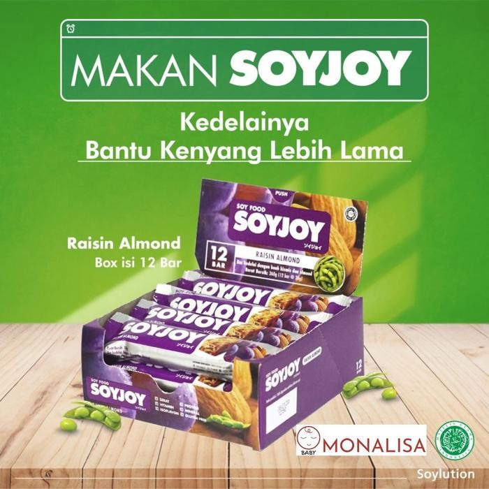 

SOYJOY RAISIN ALMOND Snack Bar Kedelai 1 Box isi 12