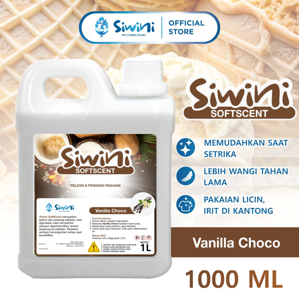 SIWINI SOFTSCENT - Pelicin dan Pewangi Parfum Laundry Pakaian Aroma Vanilla Choco 1 Liter