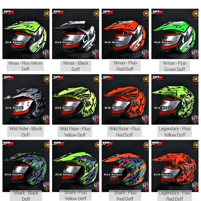cerah.merona4 Helm JPX Supermoto Polos Motif Double Visor Original JPX Semicross Semi Cross Moto X