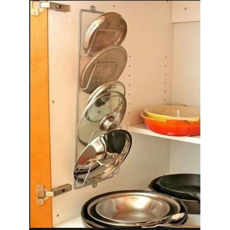 Eleganterra Rak Gantung Tutup Panci // Rak Gantung Tutup Panci Besi // Rak Tutup Panci Susun 5 //