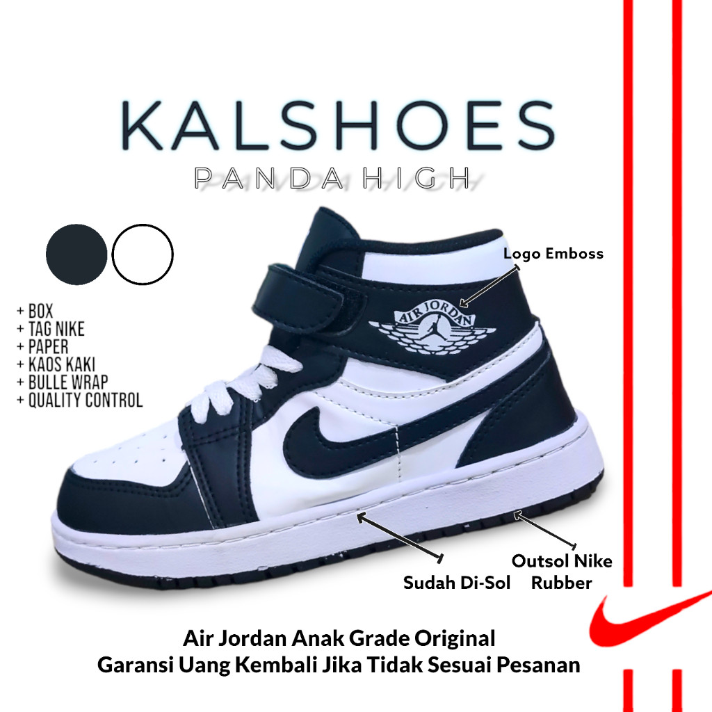 FLASH SALE SEPATU ANAK JORDAN PANDA GRADE ORIGINAL HIGH QUALITY ANAK LAKI LAKI ANAK UMUR 3 4 5 6 7 8