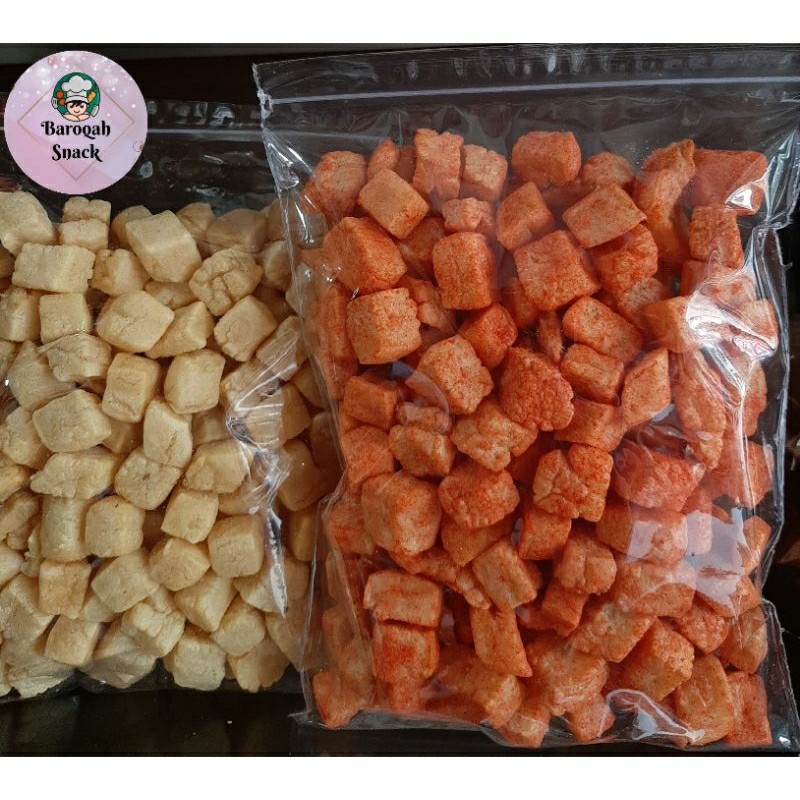 

Mamam_Asoy Krupuk Rambak Dadu Asin &Pedas Asin 190Gr/Snack Kiloan