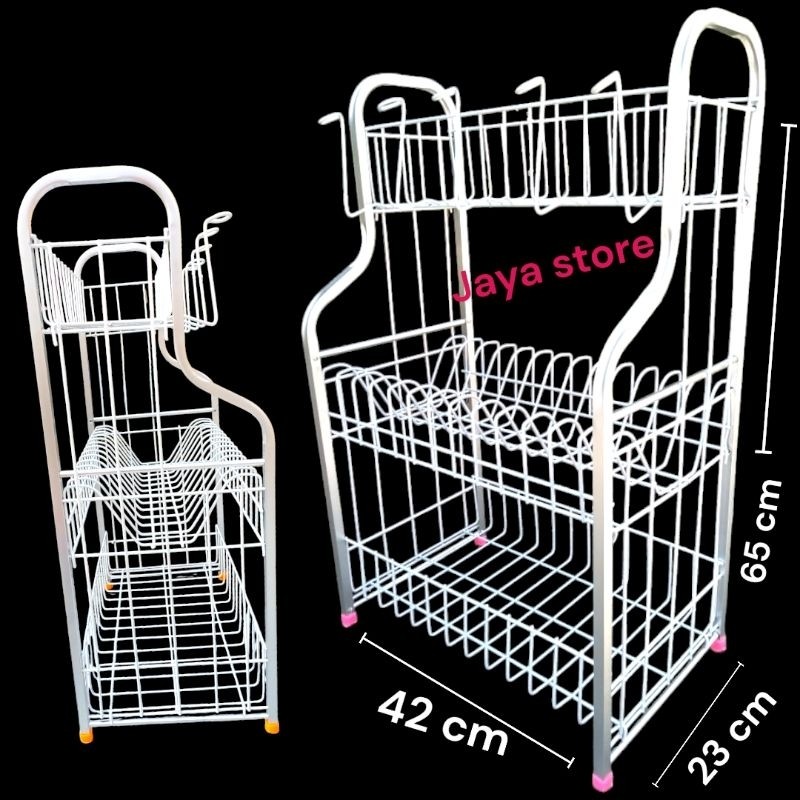 (Homelytouch Rak Piring Rpk Susun 3 Wastafel Aluminium/Rak Piring Dapur/Rak Piring Gantung/Rak