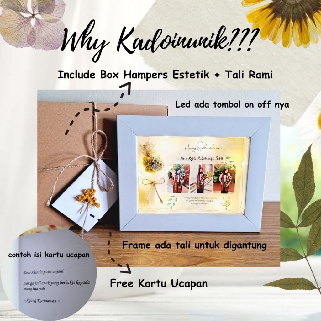 (Homelytouch Flower In Frame 3D Uk 20X30 Kado Wisuda Graduation Kado Guru Kado Perpisahan Kado Ulang