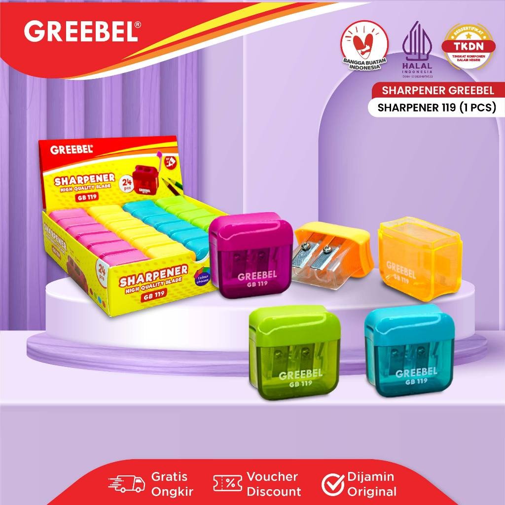 

GREEBEL Rautan Serutan Sharpener Pensil Tulis / Greebel Rautan 119 (PCS) / Rautan Pencil / Tas n Tulis