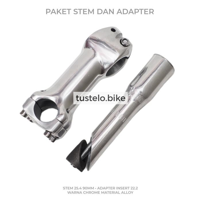 Paket Stem 25.4 Chrome Adaptor Stem Insert 22.2 to Oversize 28.6 OS