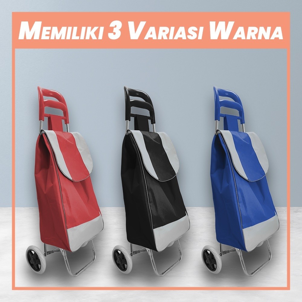 Troli Belanja lipat Keranjang Supermarket Tas Troli Belanja Trolley Roda