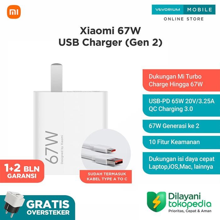 Xiaomi 67W USB Charger Turbo Charge Fast Charging Batok Kepala 67 Watt