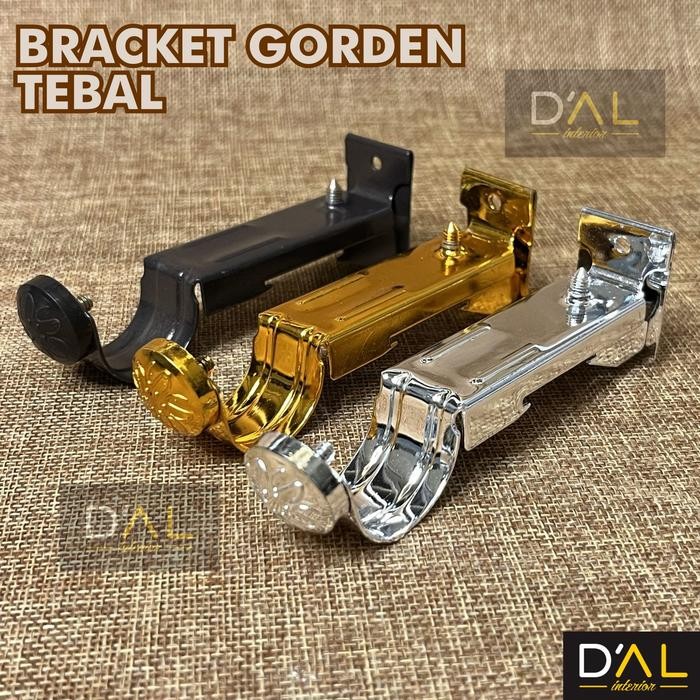 PREMIUM DAL INTERIOR Bracket Gorden Kaki Dudukan Penyangga Rel Tiang Besi Gorden Bahan Besi Tebal 1