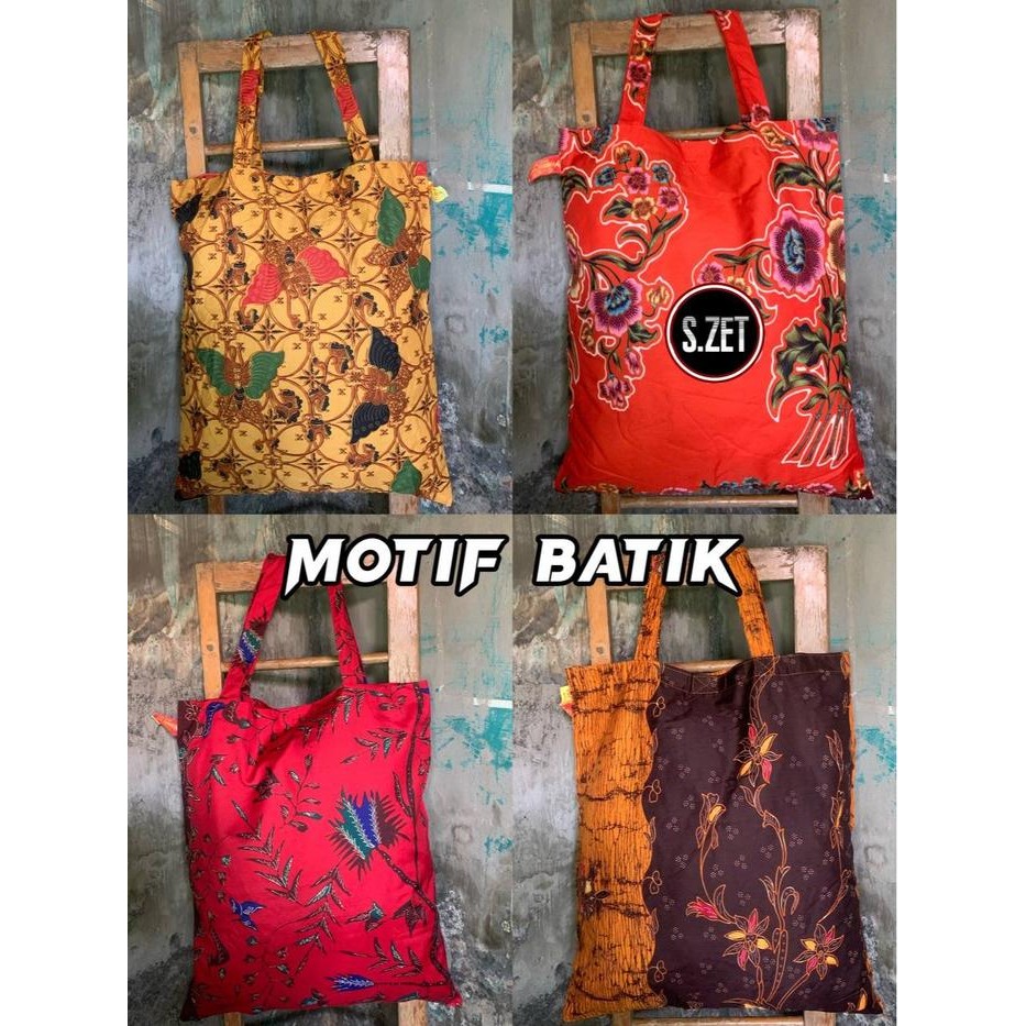 PREMIUM Tas Wanita Tote Bag Motif Batik - Tas Belanja Lipat - Souvenir Totebag Batik Wanita