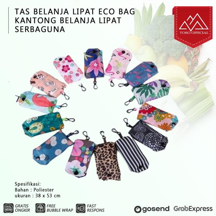 PREMIUM Tas Belanja Lipat Eco Bag Kantong Belanja Lipat Shopping Bag Tote Bag