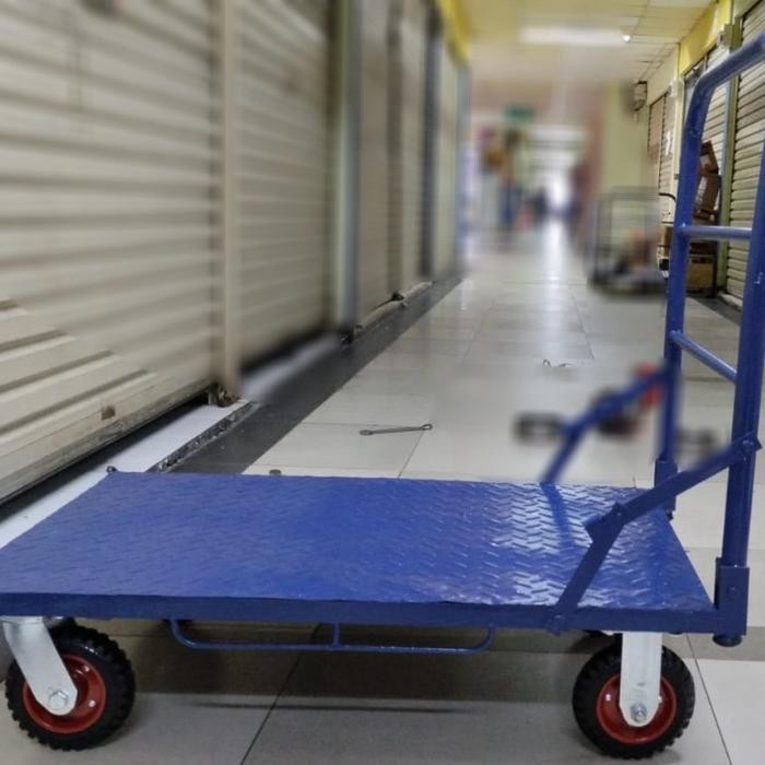 PREMIUM Troli besi heavy duty roda karet kembang