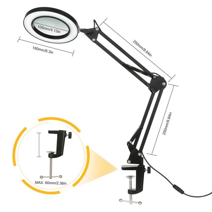 

Bricks - Lampu Baca Led Klip Kaca Pembesar 8X Tri Color 12W 1200Lm Hp-P6 Kkmoon