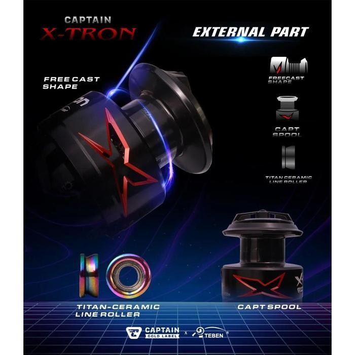 Reel Pancing Captain X-Tron 2000 / 3000 / 6000 Gold Label (9+1 Bearing) Power Handle - Toms Fishing