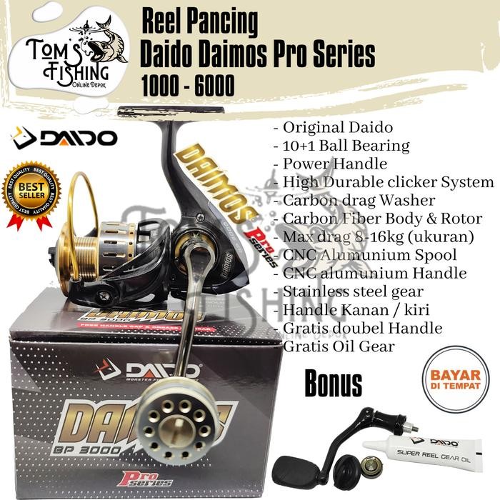 Reel Pancing Daido Daimos Pro Series 1000-6000 (10+1 Bearing) Power Handle Free Handle - Toms
