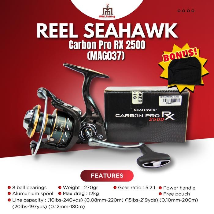 Reel Seahawk Carbon Pro Rx Alat Gulungan Pancing Power Handle