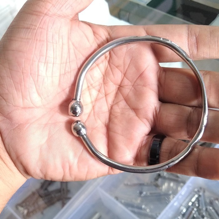 gelang baja unisex baja putih