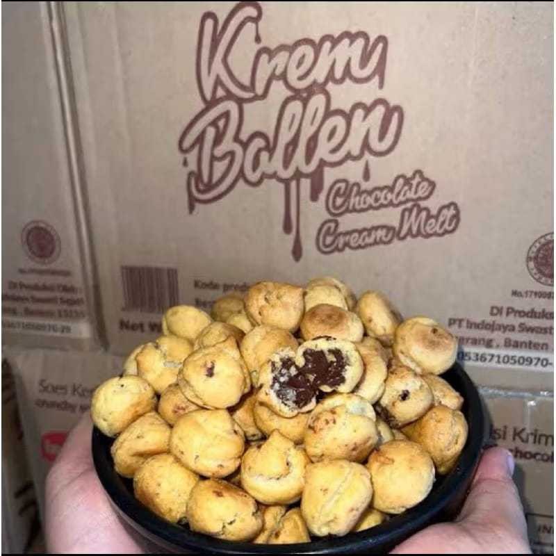 

Andrianbijaksana Snack Kue Soes Coklat 2Kg / Soes Krem Ballen 2Kg / Kue Kering Coklat