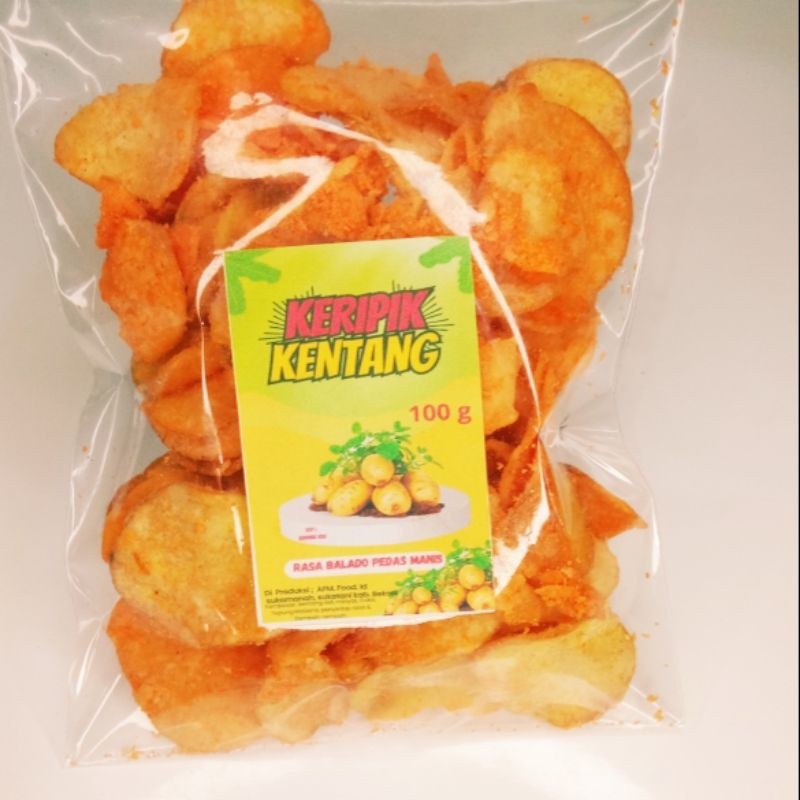 

Andrianbijaksana Keripik Kentang Rasa Balado Pedas Manis 100 Grm / Cemilan Kekinian / Snack /