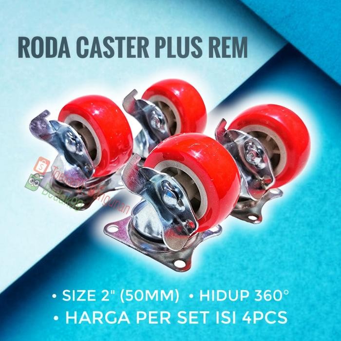 PREMIUM Roda Caster / Roda Koper / Roda Troli 2 Inch Rem
