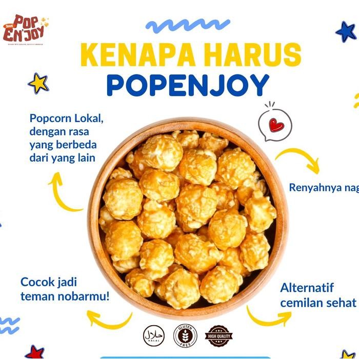 

[Baru] Popcorn Caramel 500Gr - Popenjoy / Makanan Manis Crispy Camilan Popkron Snack Jagung Cemilan