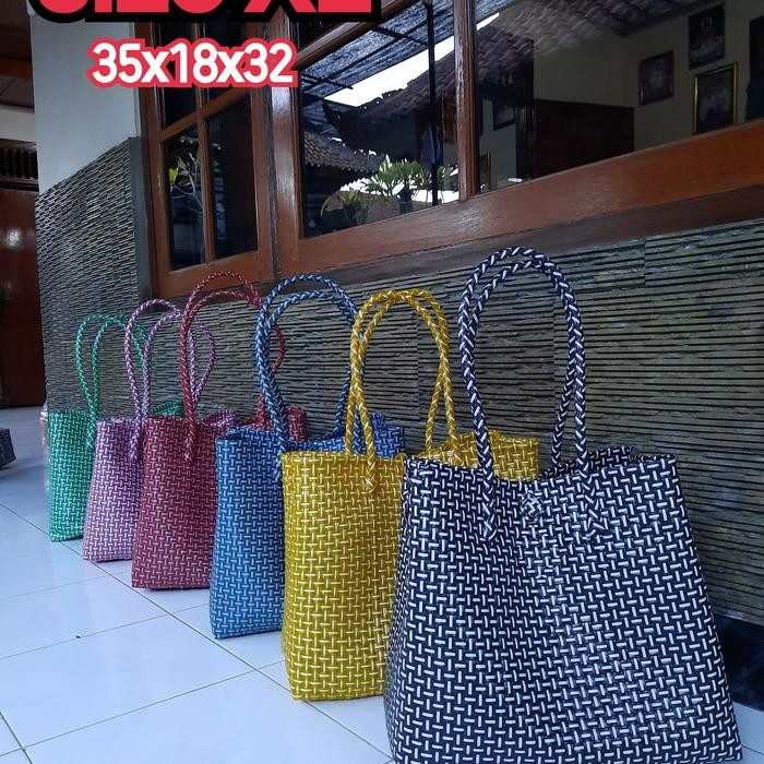 PREMIUM Tas Anyaman Plastik/ Tas Belanja/ tas Pasar/ Tas Kago Plastik size XL