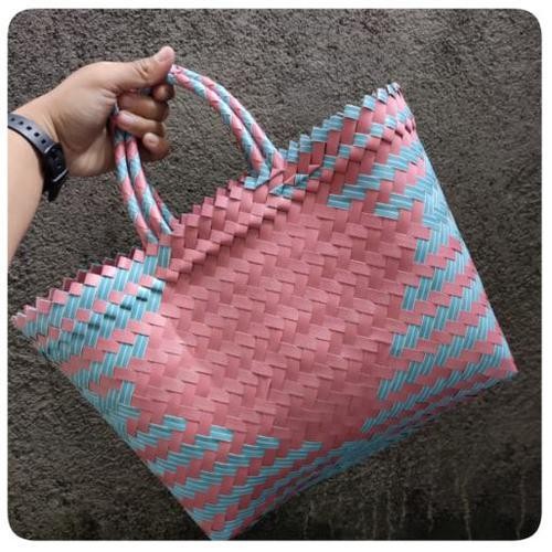 PREMIUM keranjang anyaman plastik/keranjang belanja/tas anyaman belanja