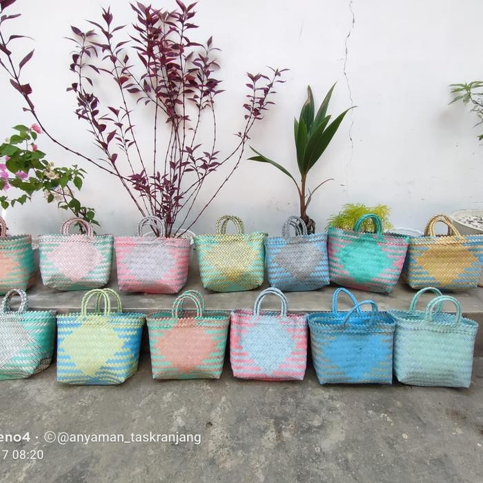 PREMIUM tas anyaman plastik/tas anyaman hampers/tas anyaman/tas belanja murah