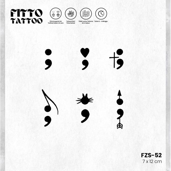 New tato temporer semi permanen tattoo fruit ink tatto stiker semicolon quotes tatoo Temporary